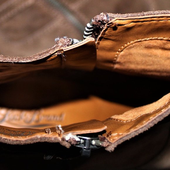 LADIES LUCKY BRAND SIDE ZIP ANKLE BOOTS - 10 - BROWN LEATHER. - Picture 6 of 6